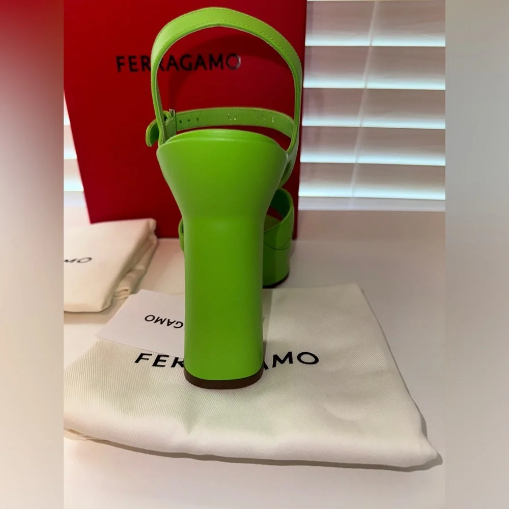 Ferragamo Sonya Heel in Lime - Picture 9 of 13